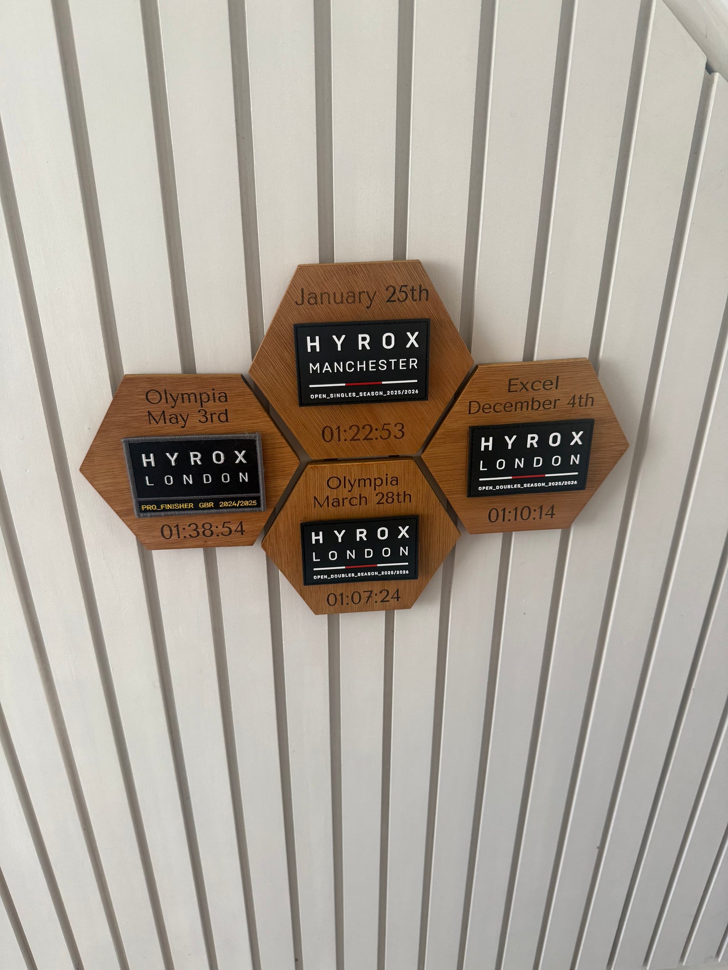 Personalised Engraved Wooden Patch Display - Bundle of 4