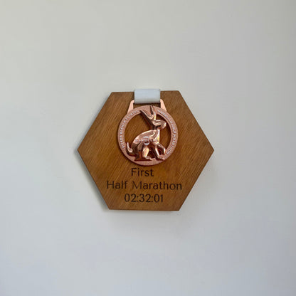 Personalised Wooden Race Medal Display