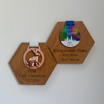 Personalised Wooden Race Medal Display