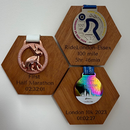 Personalised Wooden Race Medal Display