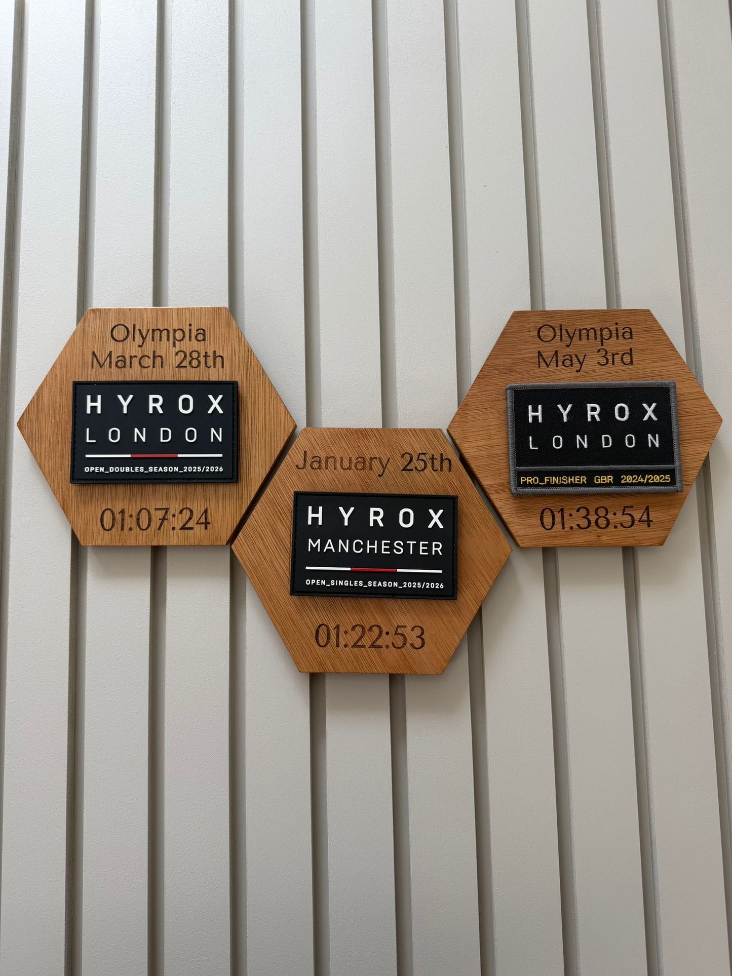 Personalised Engraved Wooden Patch Display - Bundle of 3