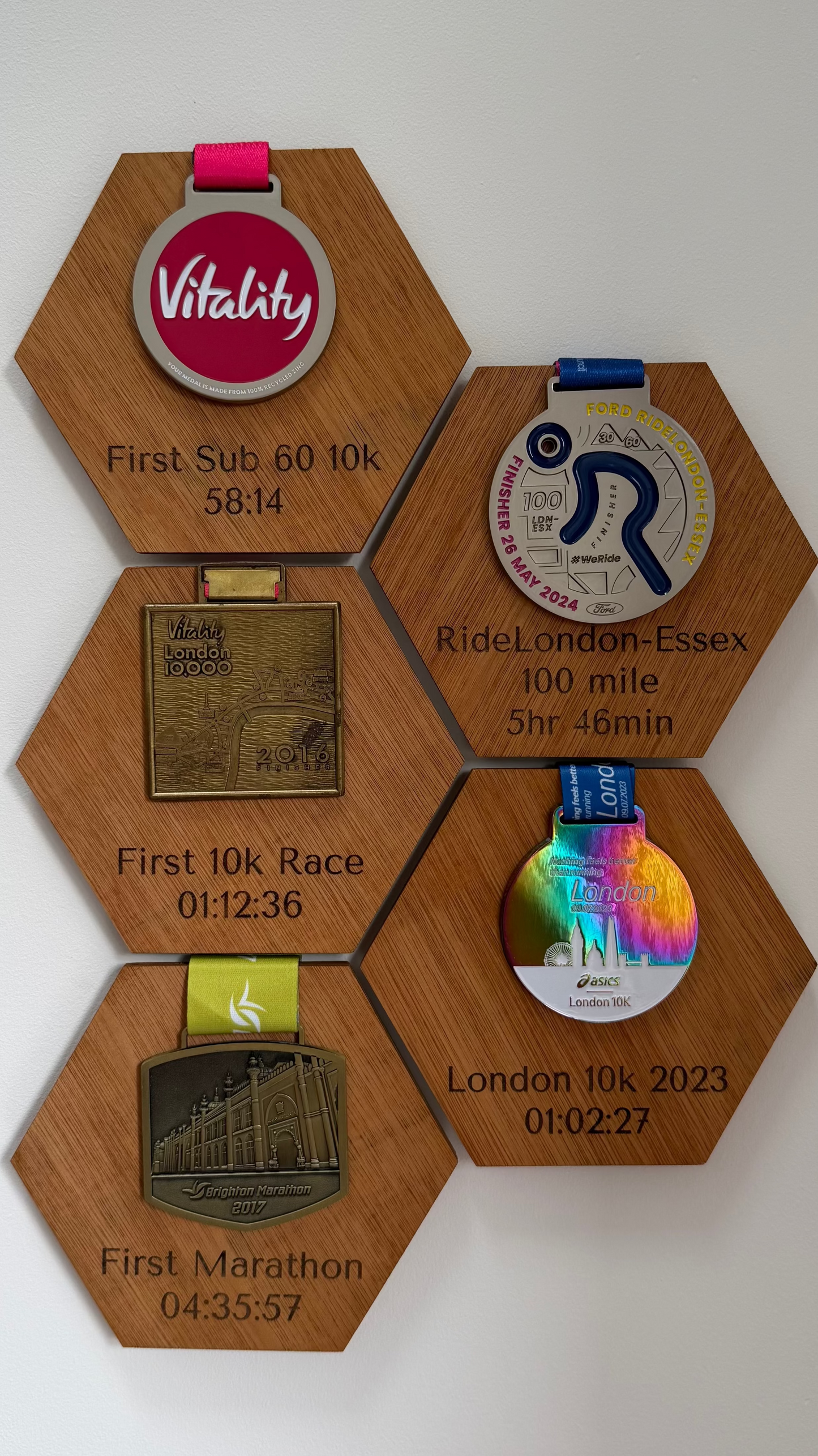 Personalised Wooden Race Medal Display