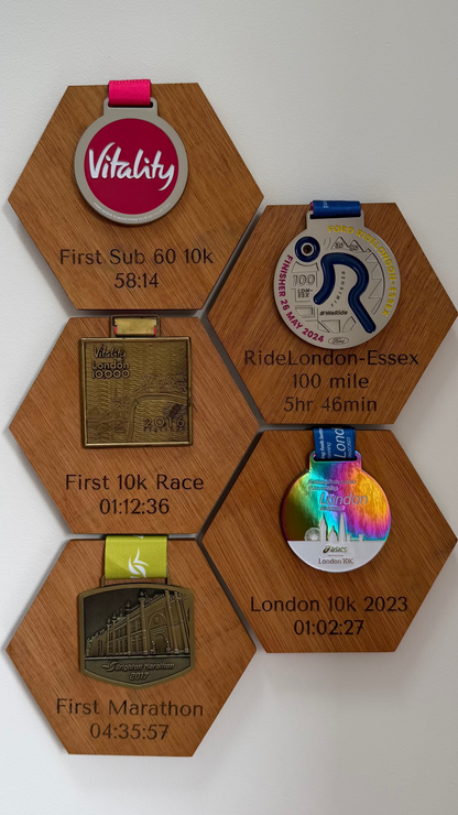 Personalised Wooden Race Medal Display