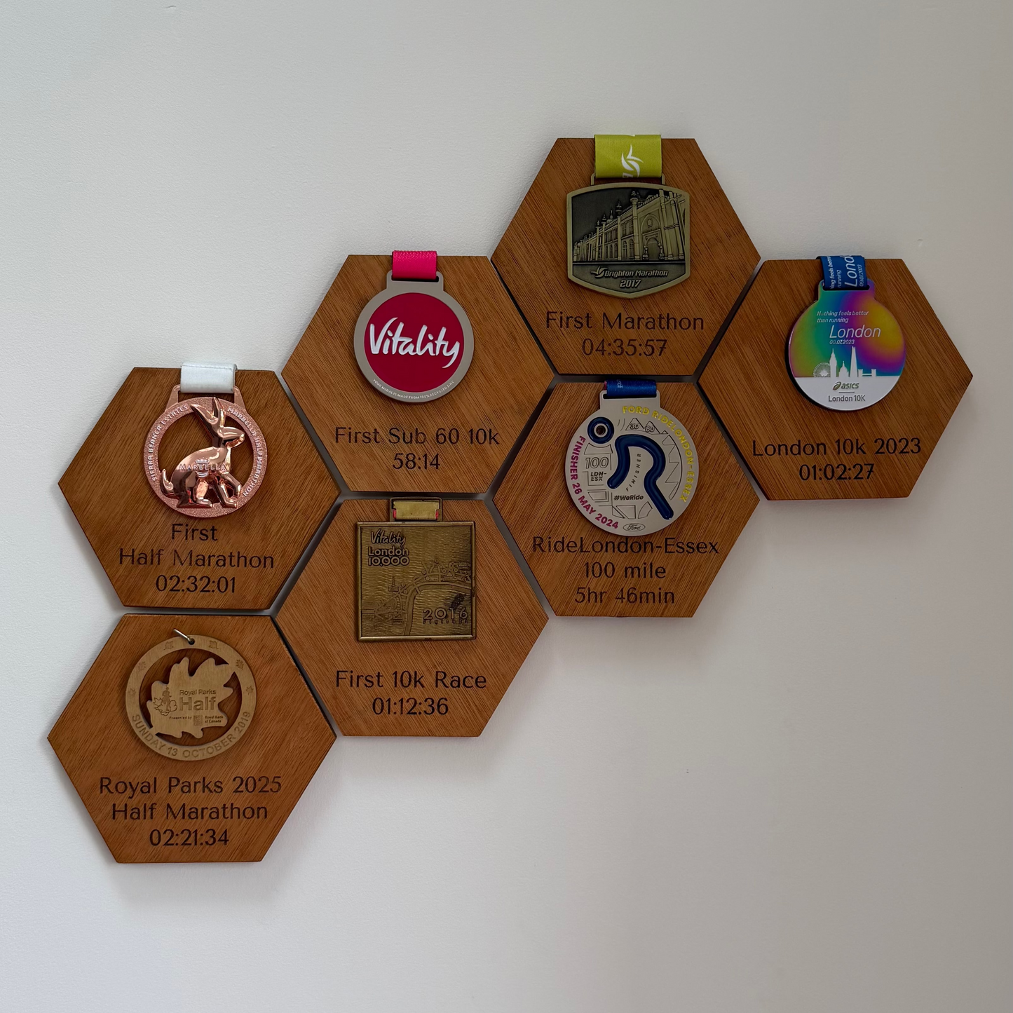 Personalised Wooden Race Medal Display