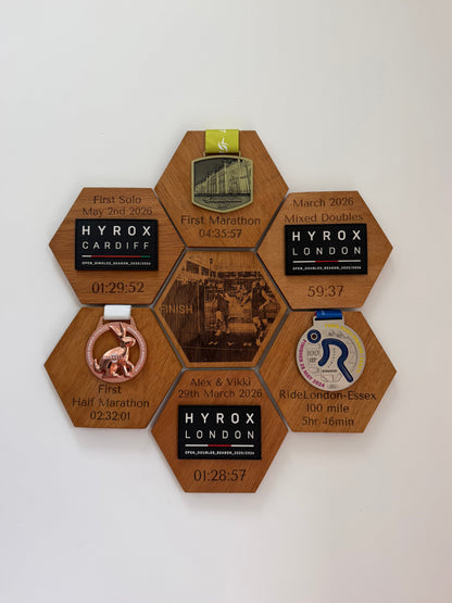 Personalised Wooden Race Medal Display